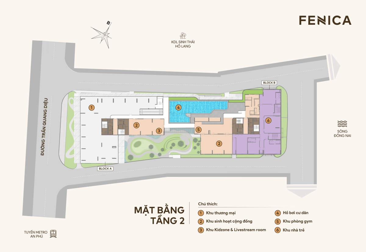 Mặt bằng tầng 2 dự án căn hộ Fenica Dĩ An