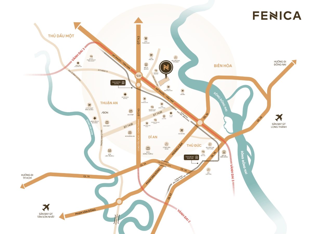 Bản đồ vị trí dự án Fenica Bình Dương