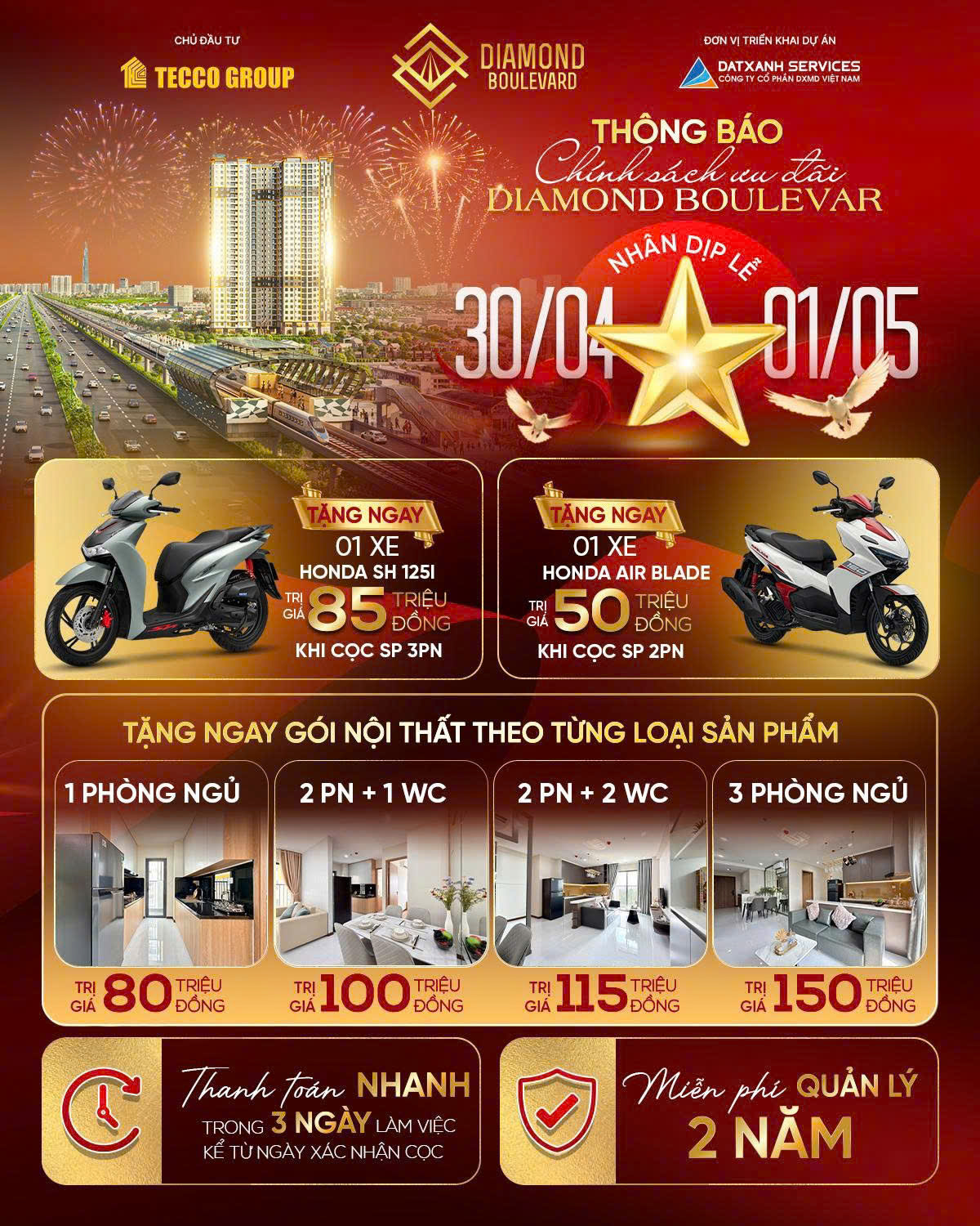 Chính sách ưu đãi dự án căn hộ Diamond Boulevard